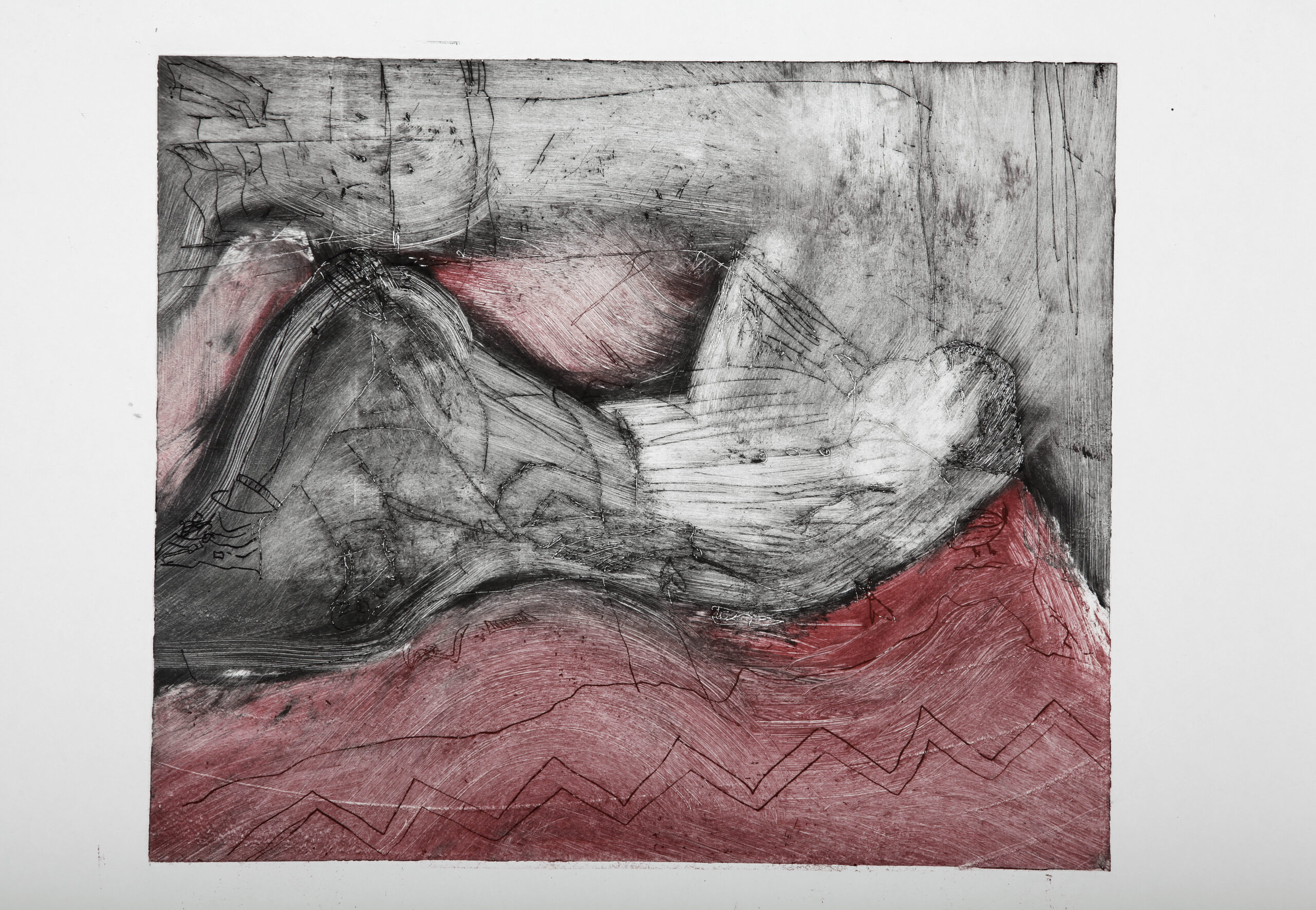 Reclining Black&White Red